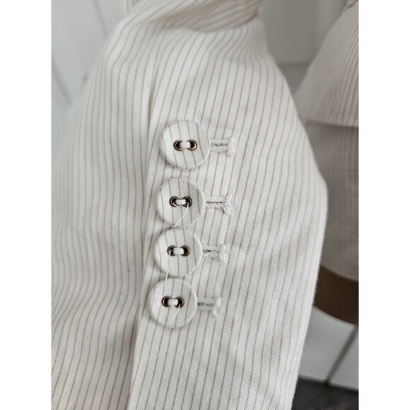 H&M White And Cream Striped Women's Suit Blazer Jacket Size 4 European Size 34 - Picture 7 of 15